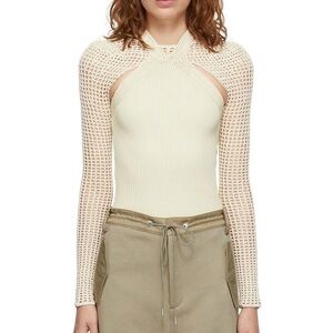 Dion Lee cream bone knit crochet bolero sleeves